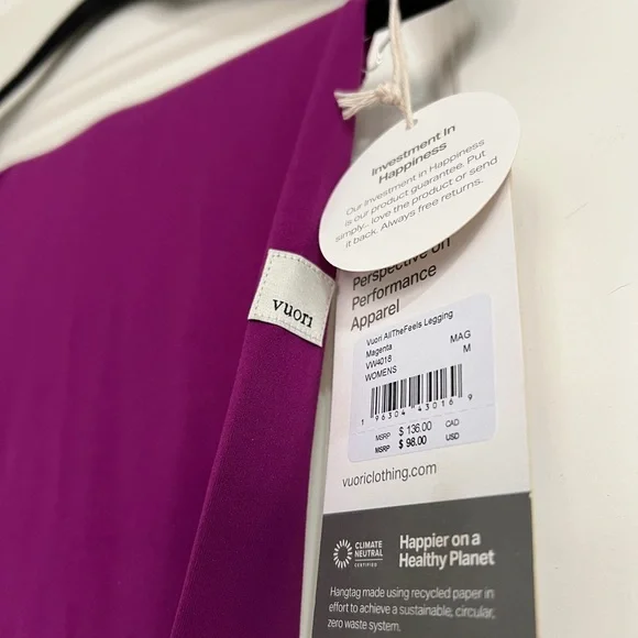 NWT Vuori all the feels Magenta Leggings - Picture 2 of 6